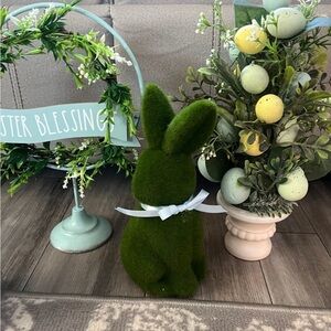 Easter Decor green bunny & egg tree with blessings sign